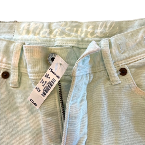 Madewell women’s shorts size 24 tie dye denim light green white raw edge cuff - Picture 6 of 14